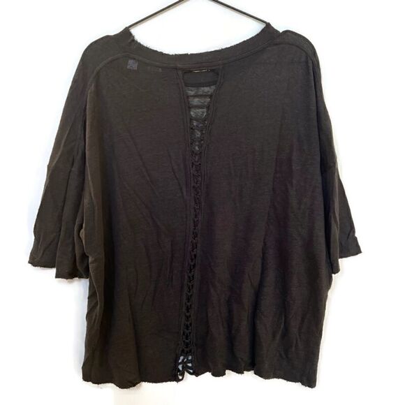 IRO 100% Linen Sturdy Tee Short Sleeve Oversized Cut Out Slouchy Top Black XS - Picture 4 of 13